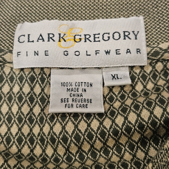 Clark & Gregory Golfwear Green And Tan Plaid Pattern AOP Polo XL Jamaica‎ ACI - Picture 5 of 10